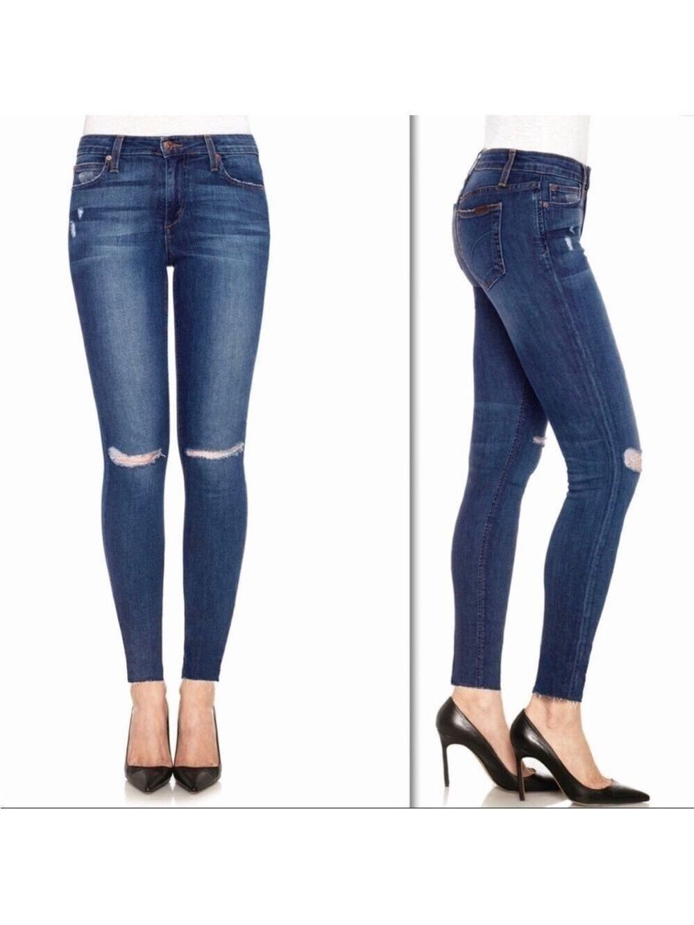 Joe’s Jeans Joyce Distressed Ripped Knee Skinny Ankle Raw Hem Jeans, size 29